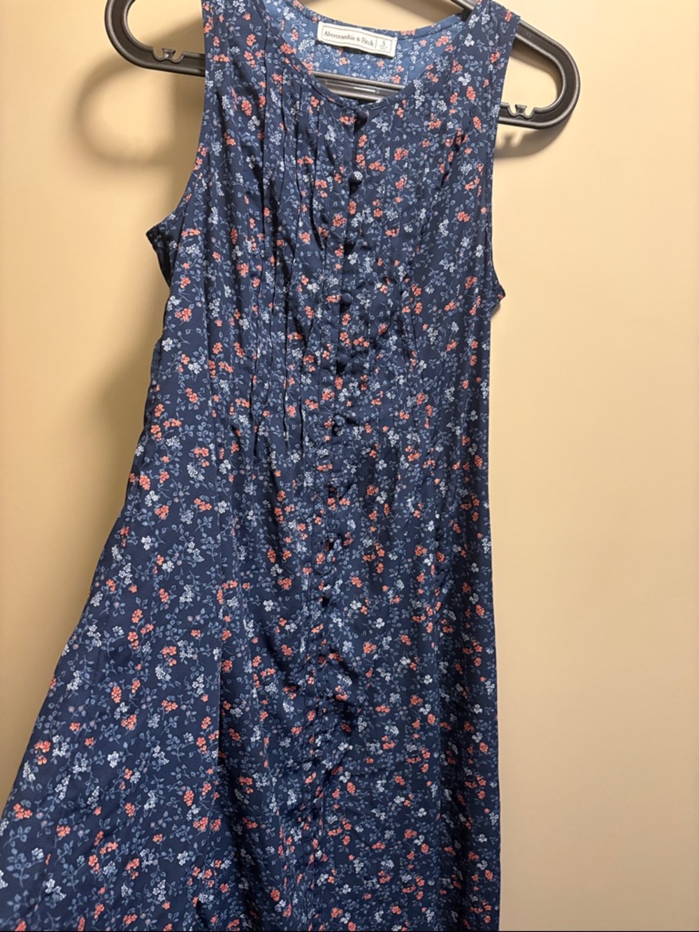 Abercrombie & Fitch Navy Floral Button-Front Sleeveless Dress - Picture 4 of 8